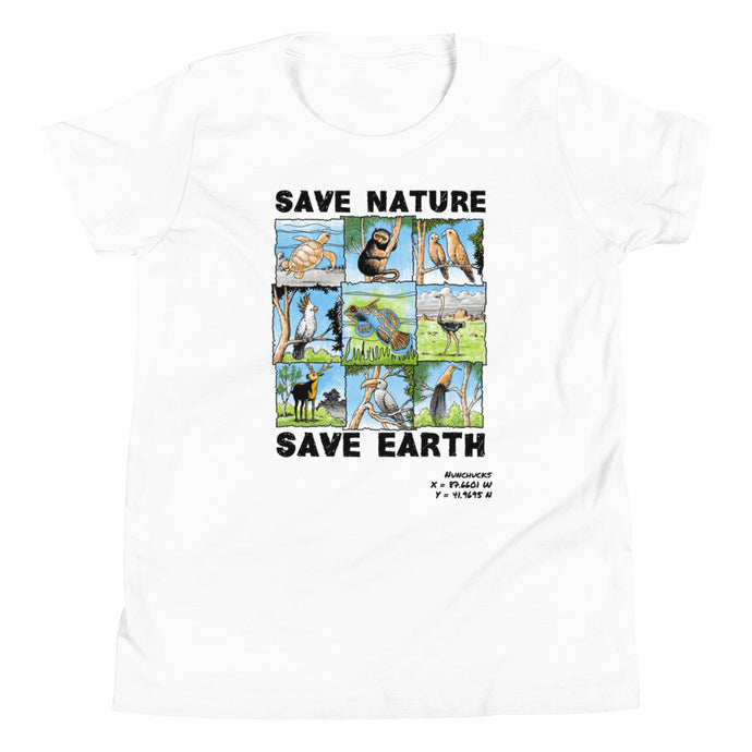Nunchuks Save Nature Save Earth Unisex Youth Tee